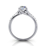 Round Brilliant Solitaire Accent Diamond Ring White Gold RSA10 TF