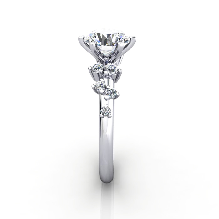 Round Brilliant Solitaire Accent Diamond Ring White Gold RSA11 SV