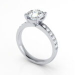 Round Brilliant Solitaire Accent Diamond Ring White Gold RSA14 3D