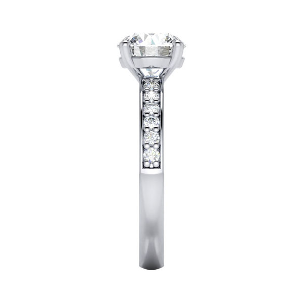 Round Brilliant Solitaire Accent Diamond Ring White Gold RSA14 SV