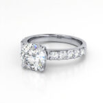 Round Brilliant Solitaire Accent Diamond Ring White Gold RSA15 LF