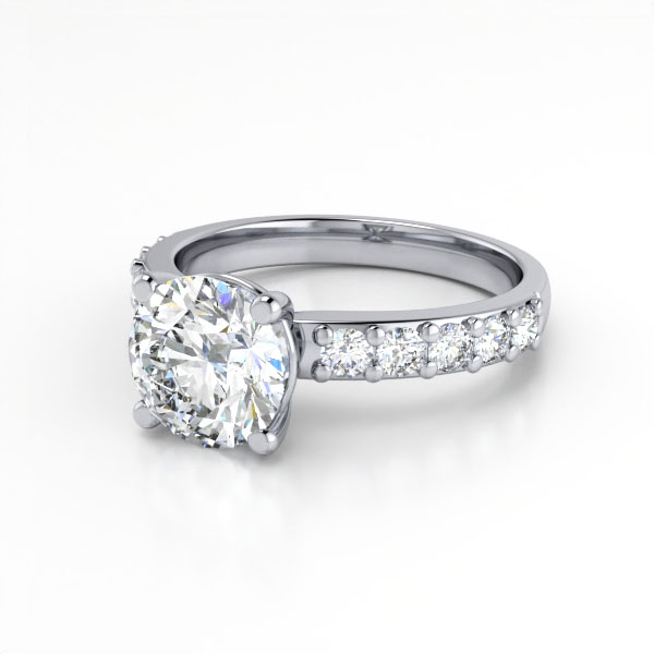 Round Brilliant Solitaire Accent Diamond Ring White Gold RSA15 LF