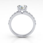 Round Brilliant Solitaire Accent Diamond Ring White Gold RSA15 TF