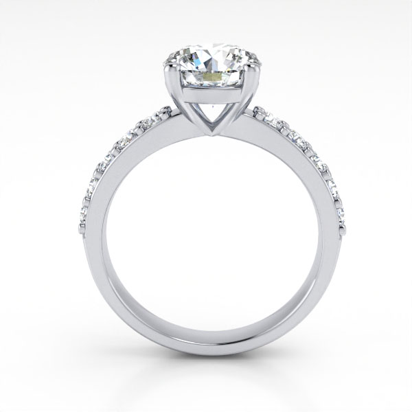 Round Brilliant Solitaire Accent Diamond Ring White Gold RSA15 TF