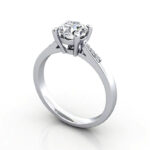 Round Brilliant Solitaire Accent Diamond Ring White Gold RSA17 3D