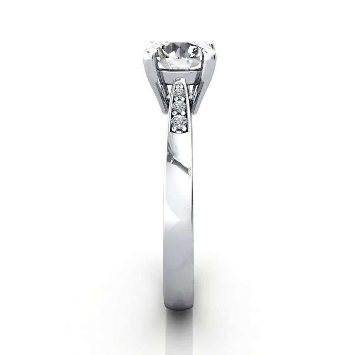 Round Brilliant Solitaire Accent Diamond Ring White Gold RSA17 SV