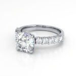 Round Brilliant Solitaire Accent Diamond Ring White Gold RSA18 LF