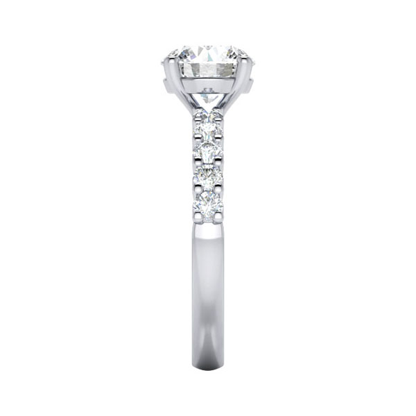 Round Brilliant Solitaire Accent Diamond Ring White Gold RSA18 SV