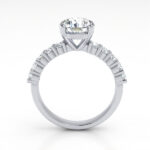 Round Brilliant Solitaire Accent Diamond Ring White Gold RSA18 TF