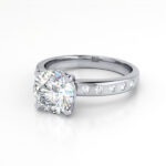 Round Brilliant Solitaire Accent Diamond Ring White Gold RSA19 LF