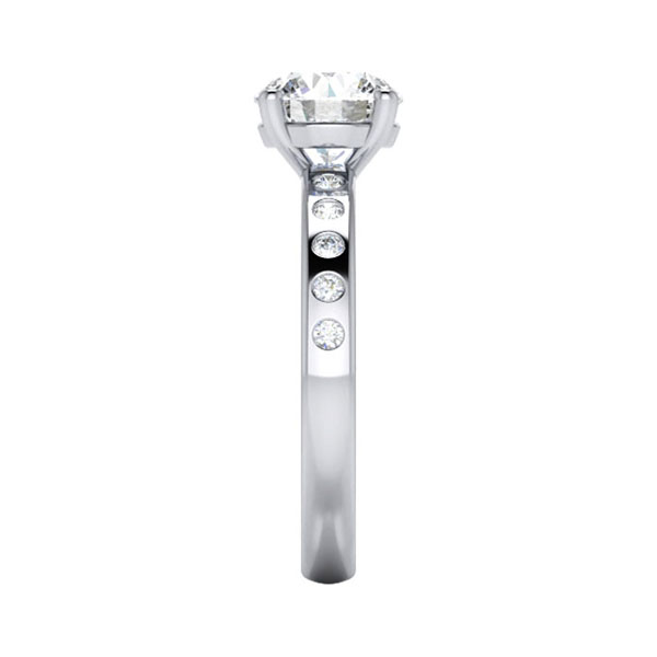 Round Brilliant Solitaire Accent Diamond Ring White Gold RSA19 SV