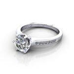 Round Brilliant Solitaire Accent Diamond Ring White Gold RSA3 LF