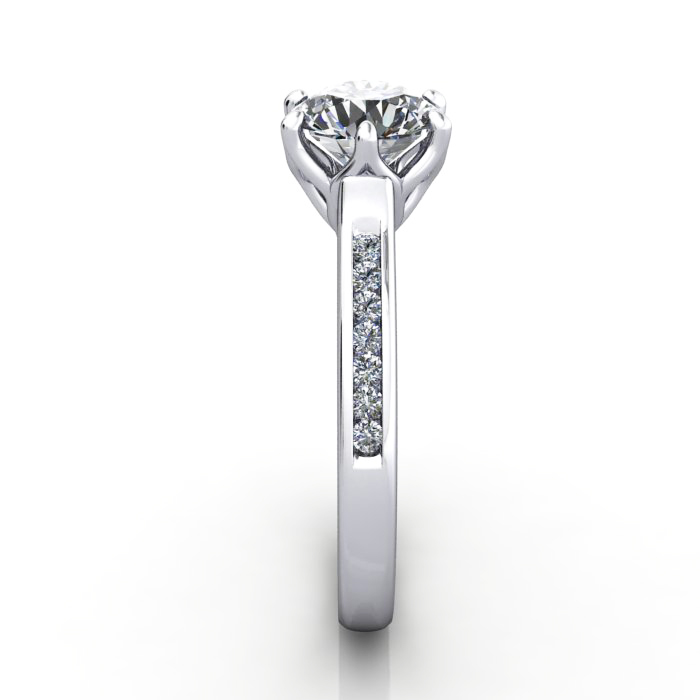 Round Brilliant Solitaire Accent Diamond Ring White Gold RSA3 SV