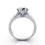 Round Brilliant Solitaire Accent Diamond Ring White Gold RSA3 TF