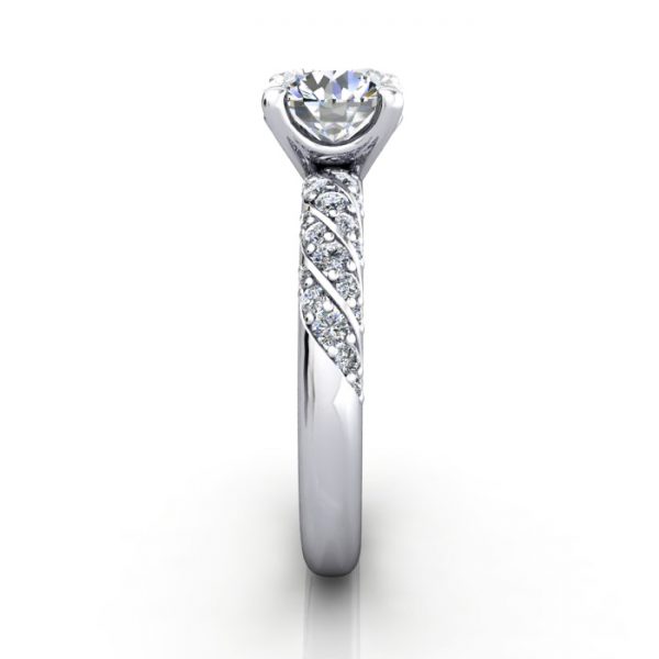 Round Brilliant Solitaire Accent Diamond Ring White Gold RSA7 SV