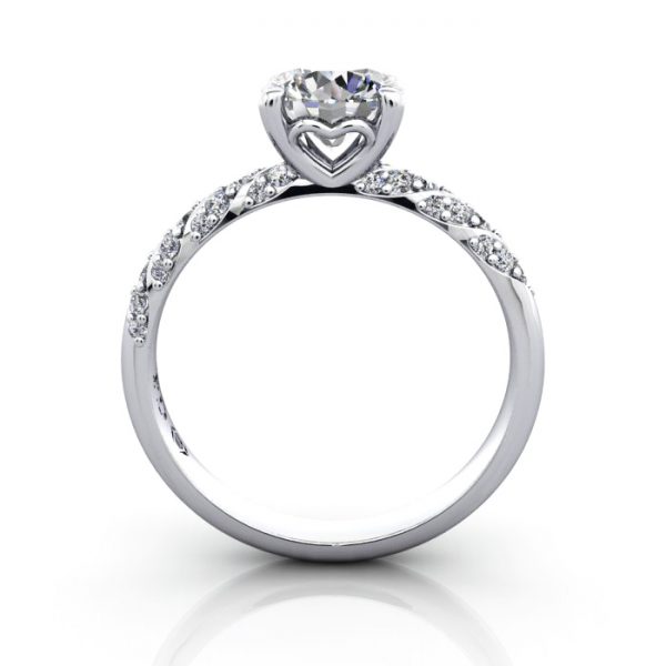 Round Brilliant Solitaire Accent Diamond Ring White Gold RSA7 TF