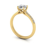 Round Brilliant Solitaire Accent Diamond Ring Yellow Gold RSA1 3D