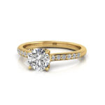 Round Brilliant Solitaire Accent Diamond Ring Yellow Gold RSA1 LF