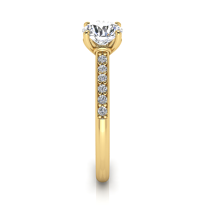 Round Brilliant Solitaire Accent Diamond Ring Yellow Gold RSA1 SV