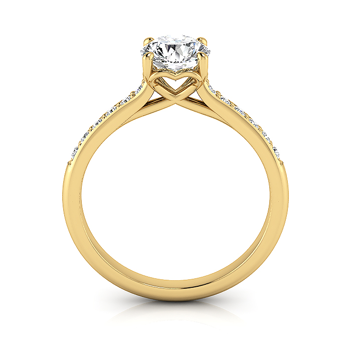 Round Brilliant Solitaire Accent Diamond Ring Yellow Gold RSA1 TF