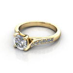 Round Brilliant Solitaire Accent Diamond Ring Yellow Gold RSA10 LF