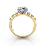 Round Brilliant Solitaire Accent Diamond Ring Yellow Gold RSA11 TF