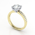 Round Brilliant Solitaire Accent Diamond Ring Yellow Gold RSA13 3D