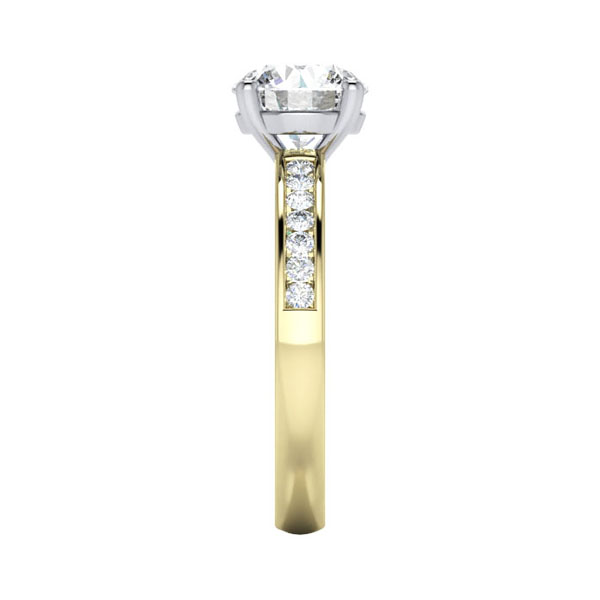 Round Brilliant Solitaire Accent Diamond Ring Yellow Gold RSA13 SV