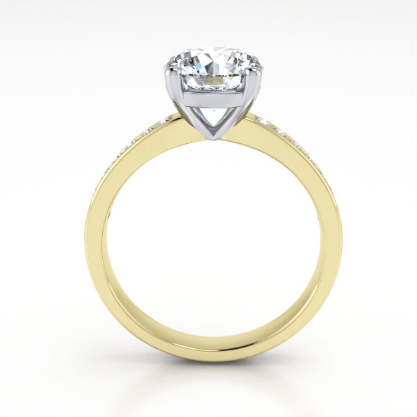 Round Brilliant Solitaire Accent Diamond Ring Yellow Gold RSA13 TF