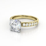 Round Brilliant Solitaire Accent Diamond Ring Yellow Gold RSA14 LF