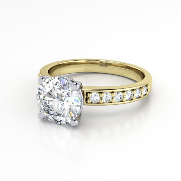 Round Brilliant Solitaire Accent Diamond Ring Yellow Gold RSA14 LF