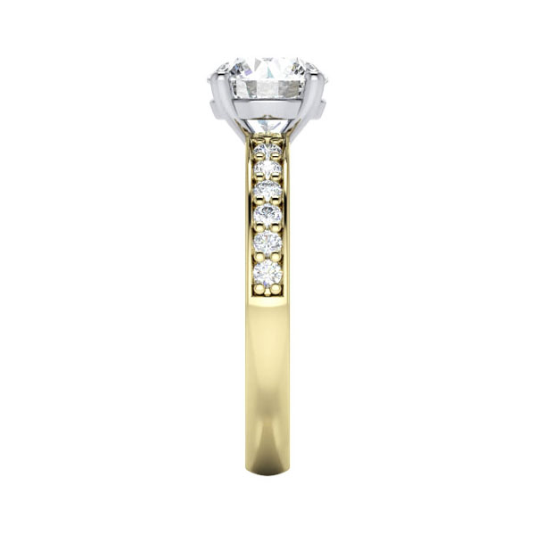 Round Brilliant Solitaire Accent Diamond Ring Yellow Gold RSA14 SV
