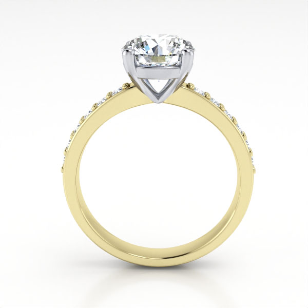 Round Brilliant Solitaire Accent Diamond Ring Yellow Gold RSA14 TF