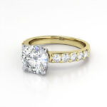 Round Brilliant Solitaire Accent Diamond Ring Yellow Gold RSA15 LF