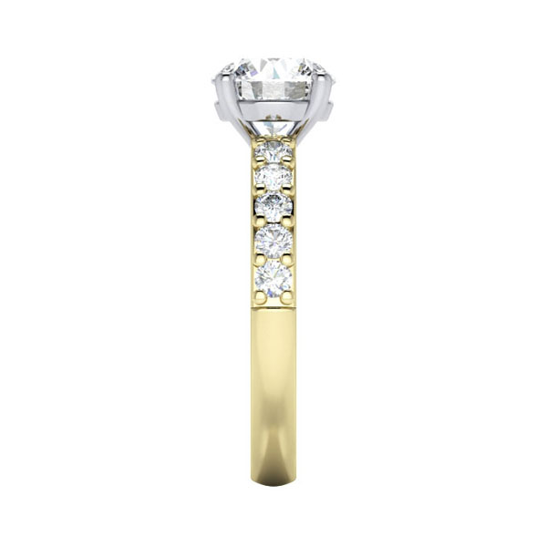 Round Brilliant Solitaire Accent Diamond Ring Yellow Gold RSA15 SV