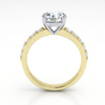 Round Brilliant Solitaire Accent Diamond Ring Yellow Gold RSA15 TF