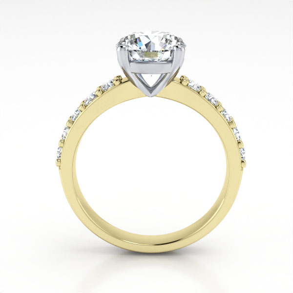 Round Brilliant Solitaire Accent Diamond Ring Yellow Gold RSA15 TF