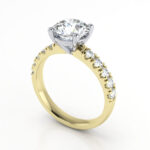 Round Brilliant Solitaire Accent Diamond Ring Yellow Gold RSA16 3D