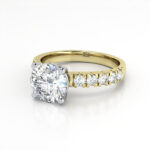 Round Brilliant Solitaire Accent Diamond Ring Yellow Gold RSA16 LF