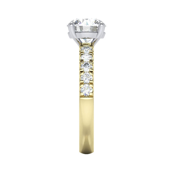 Round Brilliant Solitaire Accent Diamond Ring Yellow Gold RSA16 SV
