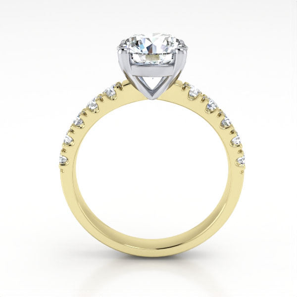 Round Brilliant Solitaire Accent Diamond Ring Yellow Gold RSA16 TF