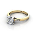 Round Brilliant Solitaire Accent Diamond Ring Yellow Gold RSA17 LF
