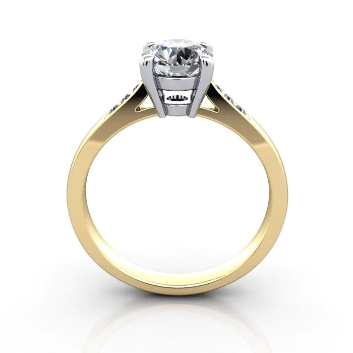 Round Brilliant Solitaire Accent Diamond Ring Yellow Gold RSA17 TF