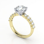 Round Brilliant Solitaire Accent Diamond Ring Yellow Gold RSA18 3D