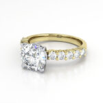 Round Brilliant Solitaire Accent Diamond Ring Yellow Gold RSA18 LF