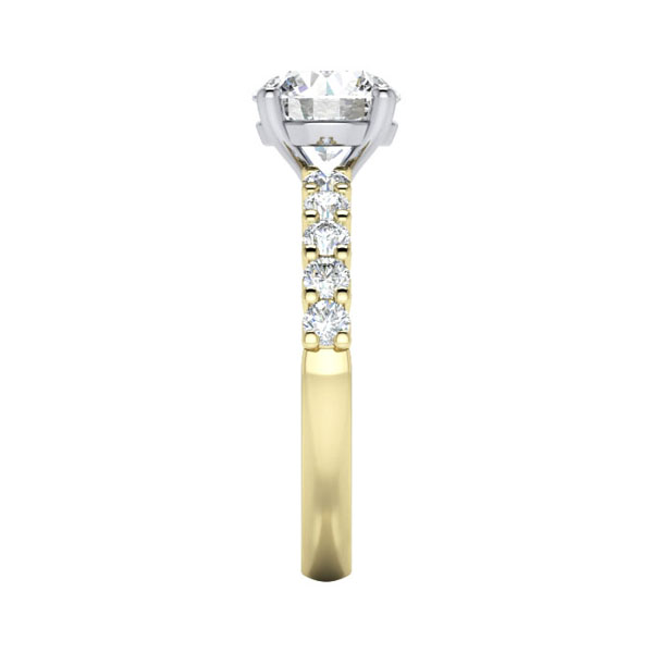 Round Brilliant Solitaire Accent Diamond Ring Yellow Gold RSA18 SV