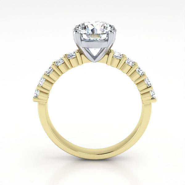 Round Brilliant Solitaire Accent Diamond Ring Yellow Gold RSA18 TF
