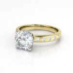 Round Brilliant Solitaire Accent Diamond Ring Yellow Gold RSA19 LF