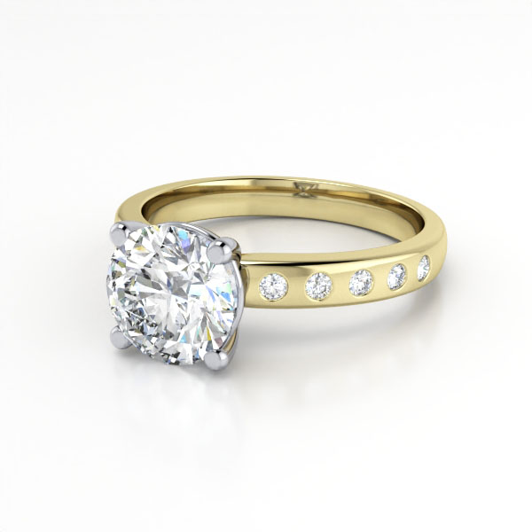 Round Brilliant Solitaire Accent Diamond Ring Yellow Gold RSA19 LF