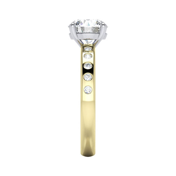 Round Brilliant Solitaire Accent Diamond Ring Yellow Gold RSA19 SV